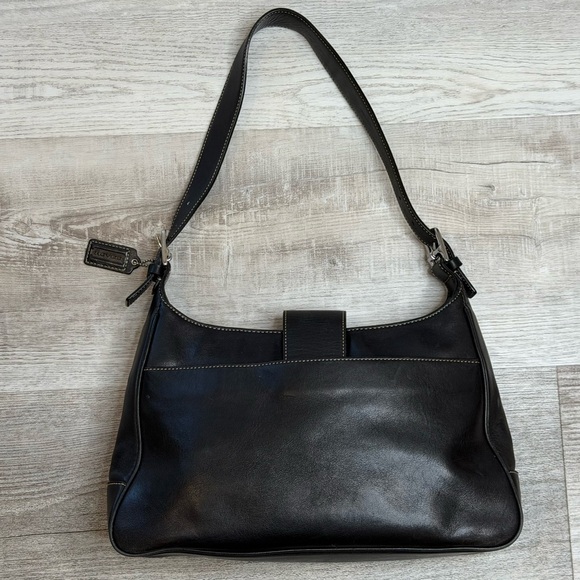Coach Vintage Hamptons Hobo Shoulder Bag No C1S-7783 Black Leather Nickle Buckle - Picture 5 of 15